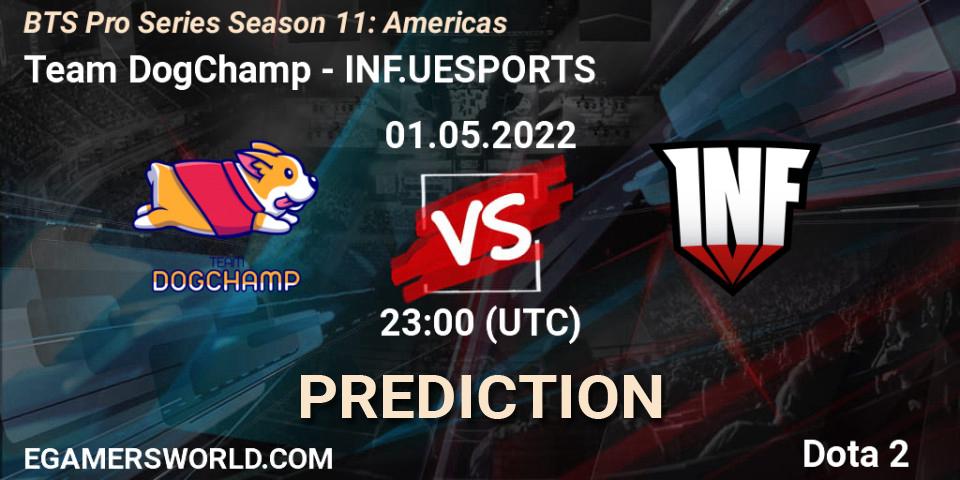 Prognose für das Spiel Team DogChamp VS INF.UESPORTS. 01.05.2022 at 22:53. Dota 2 - BTS Pro Series Season 11: Americas