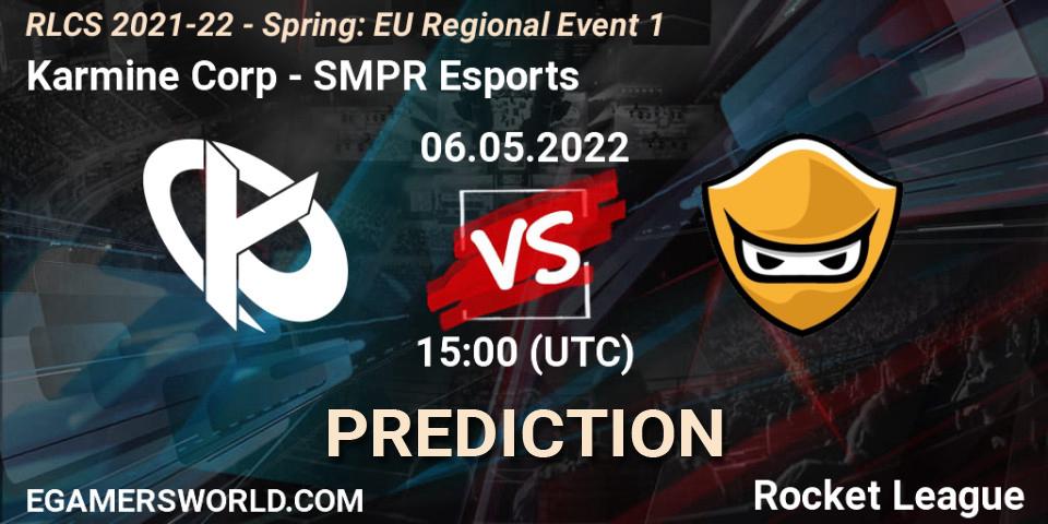 Prognose für das Spiel Karmine Corp VS SMPR Esports. 06.05.22. Rocket League - RLCS 2021-22 - Spring: EU Regional Event 1