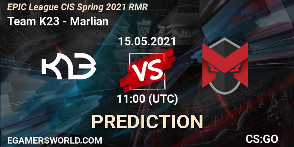 Prognose für das Spiel Team K23 VS Marlian. 15.05.2021 at 11:00. Counter-Strike (CS2) - EPIC League CIS Spring 2021 RMR