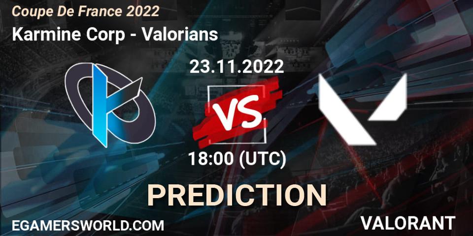 Prognose für das Spiel Karmine Corp VS Valorians. 23.11.2022 at 17:30. VALORANT - Coupe De France 2022