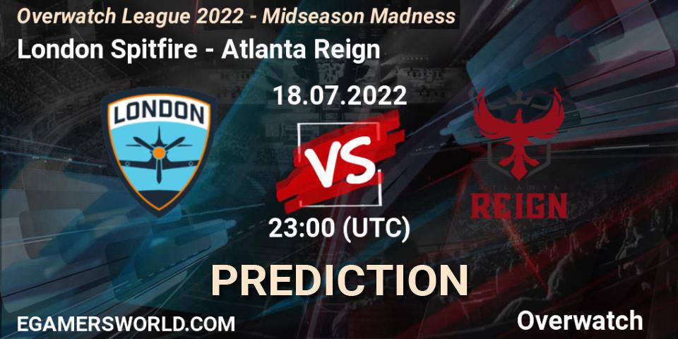 Prognose für das Spiel London Spitfire VS Atlanta Reign. 18.07.22. Overwatch - Overwatch League 2022 - Midseason Madness