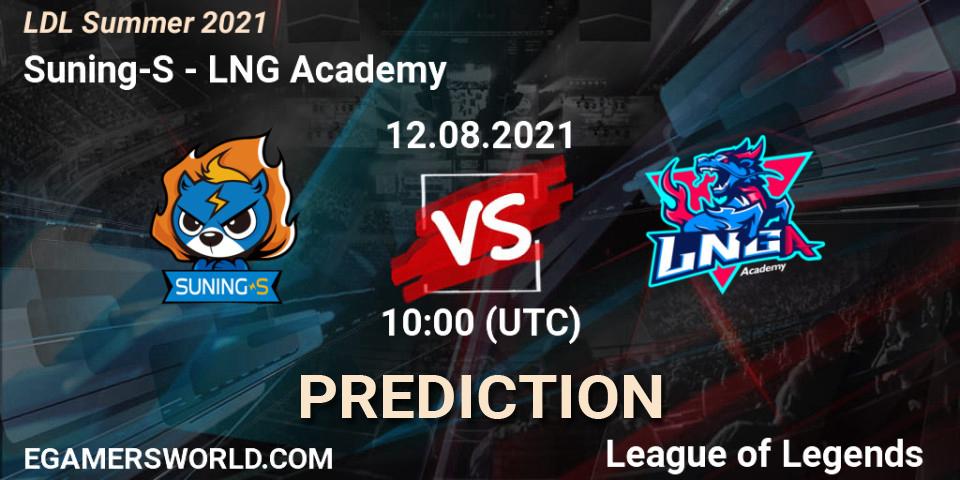 Prognose für das Spiel Suning-S VS LNG Academy. 12.08.21. LoL - LDL Summer 2021