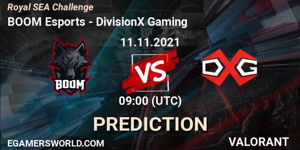 Prognose für das Spiel BOOM Esports VS DivisionX Gaming. 11.11.2021 at 09:00. VALORANT - Royal SEA Challenge