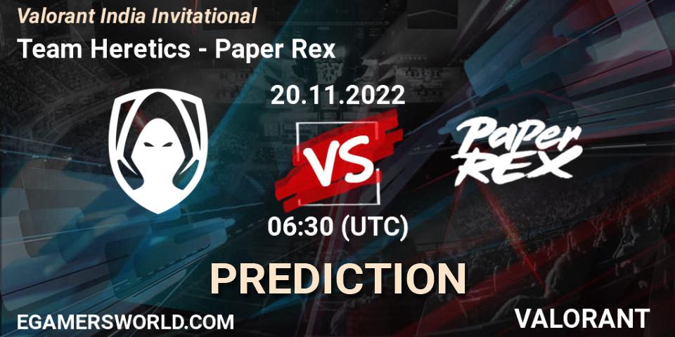 Prognose für das Spiel Team Heretics VS Paper Rex. 20.11.2022 at 06:30. VALORANT - Valorant India Invitational