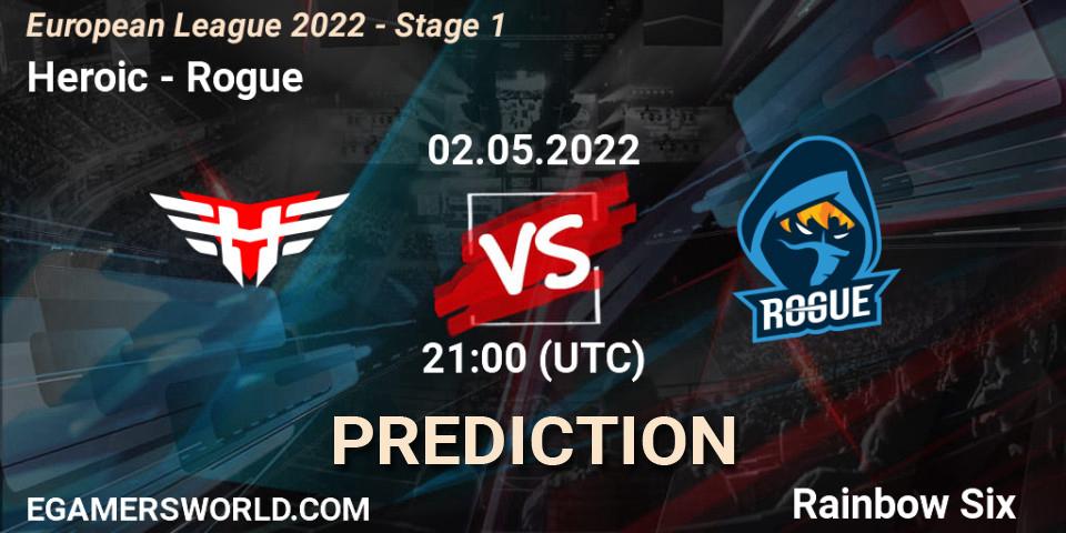 Prognose für das Spiel Heroic VS Rogue. 02.05.22. Rainbow Six - European League 2022 - Stage 1