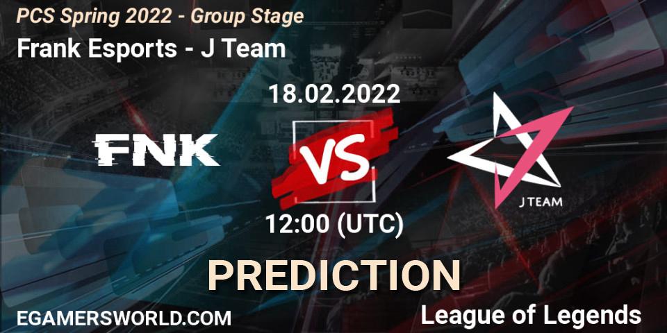 Prognose für das Spiel Frank Esports VS J Team. 18.02.22. LoL - PCS Spring 2022 - Group Stage