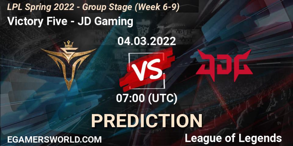 Prognose für das Spiel Victory Five VS JD Gaming. 04.03.22. LoL - LPL Spring 2022 - Group Stage (Week 6-9)