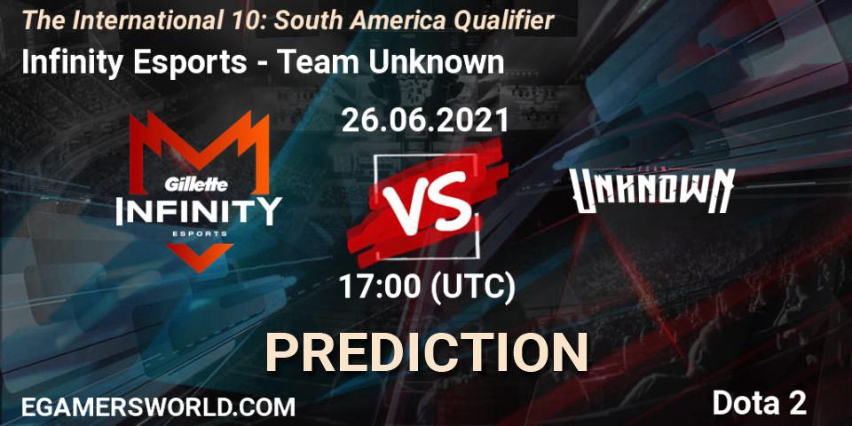 Prognose für das Spiel Infinity Esports VS Team Unknown. 26.06.21. Dota 2 - The International 10: South America Qualifier
