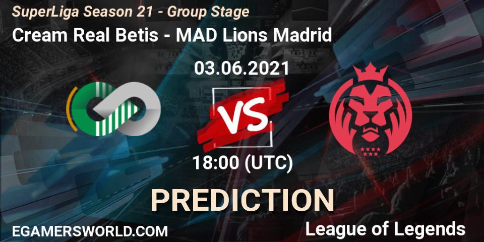 Prognose für das Spiel Cream Real Betis VS MAD Lions Madrid. 03.06.2021 at 18:00. LoL - SuperLiga Season 21 - Group Stage 