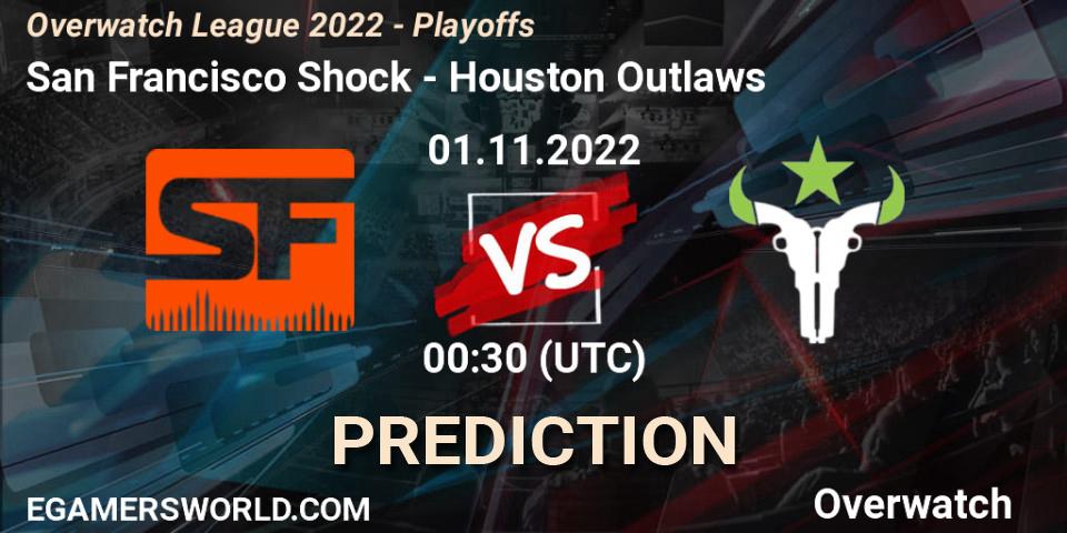 Prognose für das Spiel San Francisco Shock VS Houston Outlaws. 01.11.22. Overwatch - Overwatch League 2022 - Playoffs