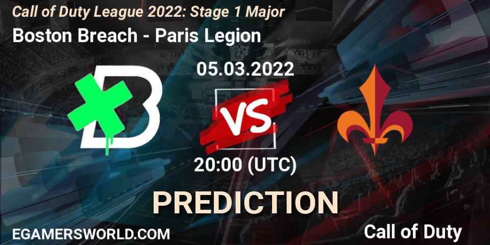 Prognose für das Spiel Boston Breach VS Paris Legion. 05.03.2022 at 20:00. Call of Duty - Call of Duty League 2022: Stage 1 Major