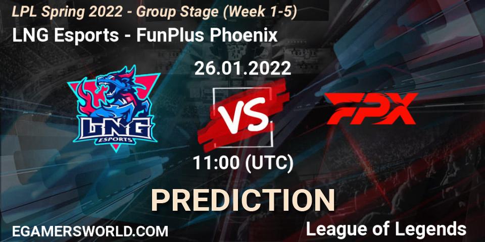 Prognose für das Spiel LNG Esports VS FunPlus Phoenix. 26.01.22. LoL - LPL Spring 2022 - Group Stage (Week 1-5)