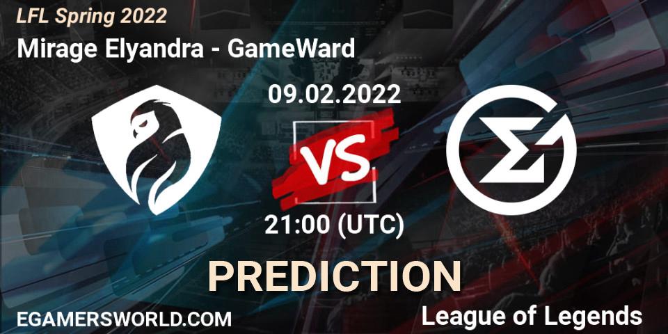 Prognose für das Spiel Mirage Elyandra VS GameWard. 09.02.2022 at 21:00. LoL - LFL Spring 2022
