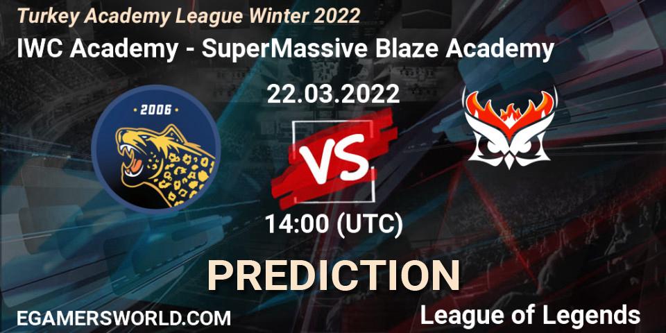Prognose für das Spiel IWC Academy VS SuperMassive Blaze Academy. 22.03.22. LoL - Turkey Academy League Winter 2022