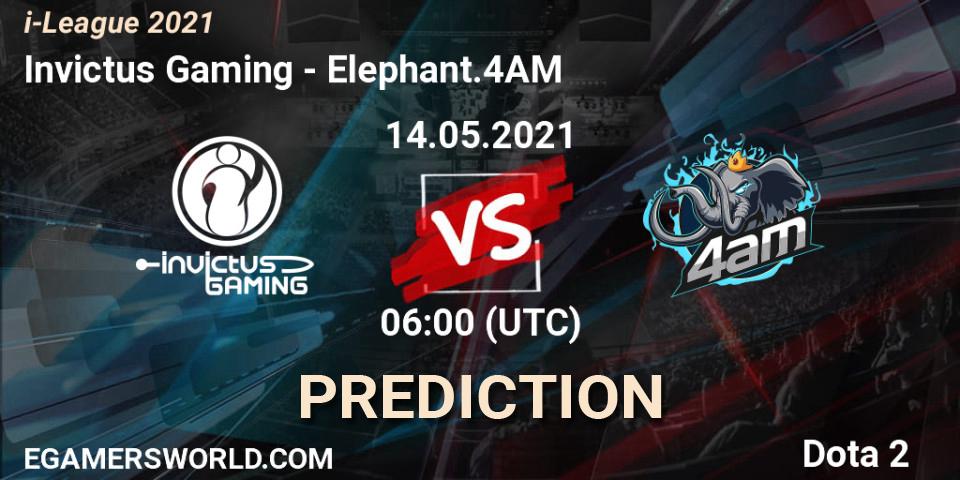 Prognose für das Spiel Invictus Gaming VS Elephant.4AM. 14.05.2021 at 06:07. Dota 2 - i-League 2021 Season 1