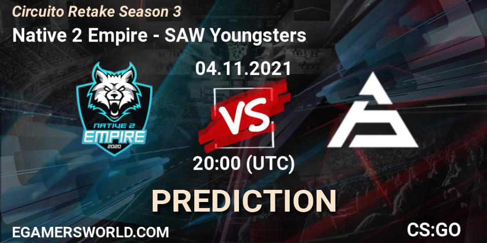 Prognose für das Spiel Native 2 Empire VS SAW Youngsters. 04.11.2021 at 20:00. Counter-Strike (CS2) - Circuito Retake Season 3