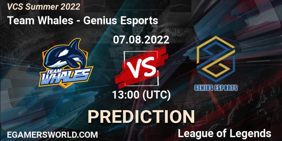 Prognose für das Spiel Team Whales VS Genius Esports. 07.08.2022 at 13:00. LoL - VCS Summer 2022