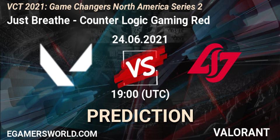 Prognose für das Spiel Just Breathe VS Counter Logic Gaming Red. 24.06.2021 at 19:00. VALORANT - VCT 2021: Game Changers North America Series 2
