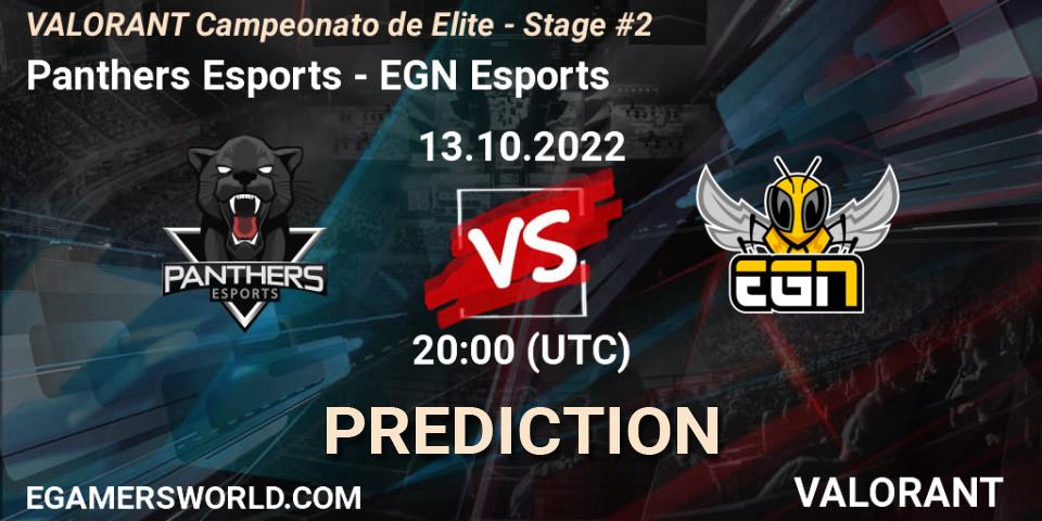 Prognose für das Spiel Panthers Esports VS EGN Esports. 13.10.2022 at 20:10. VALORANT - VALORANT Campeonato de Elite - Stage #2