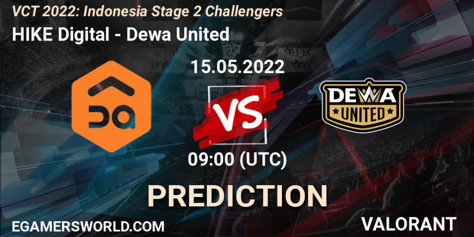Prognose für das Spiel HIKE Digital VS Dewa United. 15.05.2022 at 09:00. VALORANT - VCT 2022: Indonesia Stage 2 Challengers