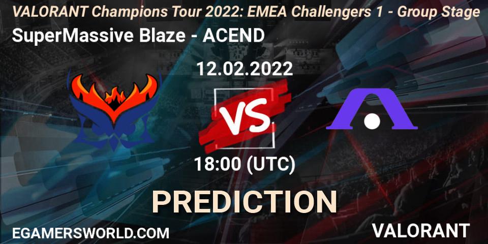 Prognose für das Spiel SuperMassive Blaze VS ACEND. 12.02.2022 at 18:30. VALORANT - VCT 2022: EMEA Challengers 1 - Group Stage