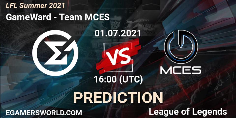 Prognose für das Spiel GameWard VS Team MCES. 01.07.2021 at 16:00. LoL - LFL Summer 2021