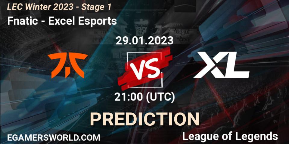Prognose für das Spiel Fnatic VS Excel Esports. 29.01.23. LoL - LEC Winter 2023 - Stage 1