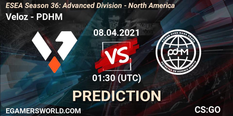 Prognose für das Spiel Veloz VS PDHM. 08.04.2021 at 01:30. Counter-Strike (CS2) - ESEA Season 36: Advanced Division - North America