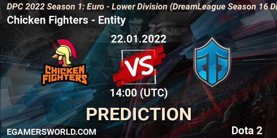 Prognose für das Spiel Chicken Fighters VS Entity. 22.01.22. Dota 2 - DPC 2022 Season 1: Euro - Lower Division (DreamLeague Season 16 DPC WEU)