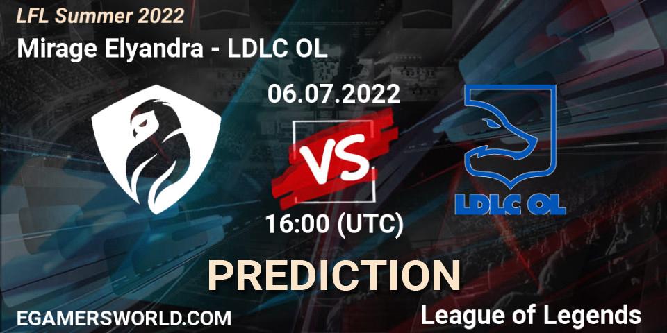 Prognose für das Spiel Mirage Elyandra VS LDLC OL. 06.07.2022 at 17:00. LoL - LFL Summer 2022