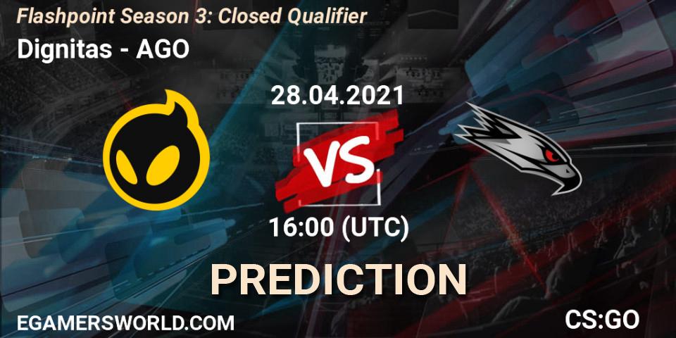 Prognose für das Spiel Dignitas VS AGO. 28.04.2021 at 16:00. Counter-Strike (CS2) - Flashpoint Season 3: Closed Qualifier