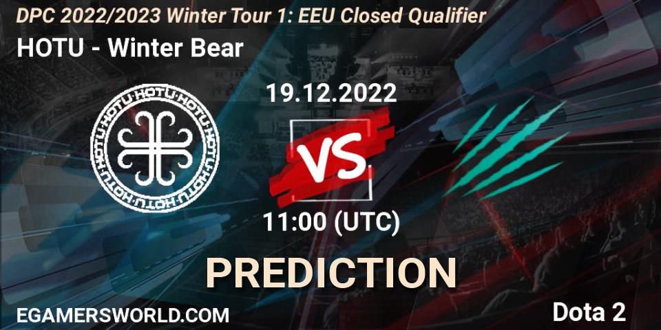 Prognose für das Spiel HOTU VS Winter Bear. 19.12.2022 at 10:09. Dota 2 - DPC 2022/2023 Winter Tour 1: EEU Closed Qualifier