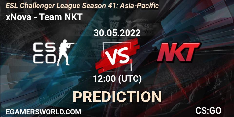 Prognose für das Spiel xNova VS Team NKT. 30.05.2022 at 12:00. Counter-Strike (CS2) - ESL Challenger League Season 41: Asia-Pacific