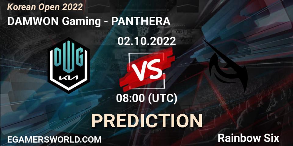 Prognose für das Spiel DAMWON Gaming VS PANTHERA. 02.10.2022 at 08:00. Rainbow Six - Korean Open 2022