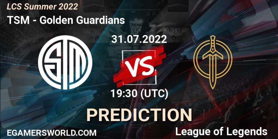 Prognose für das Spiel TSM VS Golden Guardians. 31.07.22. LoL - LCS Summer 2022
