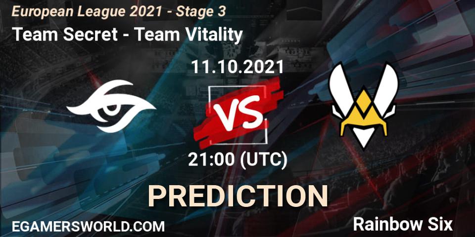 Prognose für das Spiel Team Secret VS Team Vitality. 11.10.21. Rainbow Six - European League 2021 - Stage 3