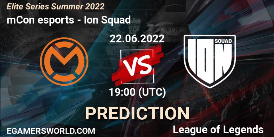 Prognose für das Spiel mCon esports VS Ion Squad. 22.06.2022 at 19:00. LoL - Elite Series Summer 2022