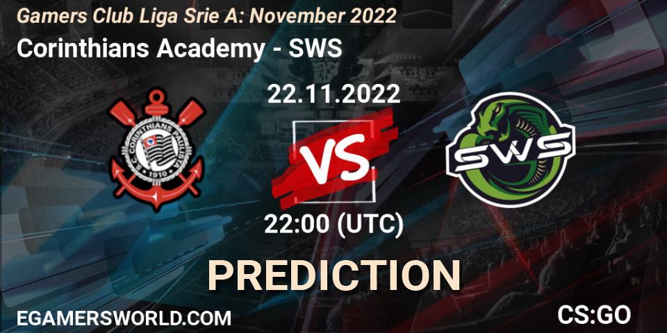 Prognose für das Spiel Corinthians Academy VS SWS. 22.11.22. CS2 (CS:GO) - Gamers Club Liga Série A: November 2022