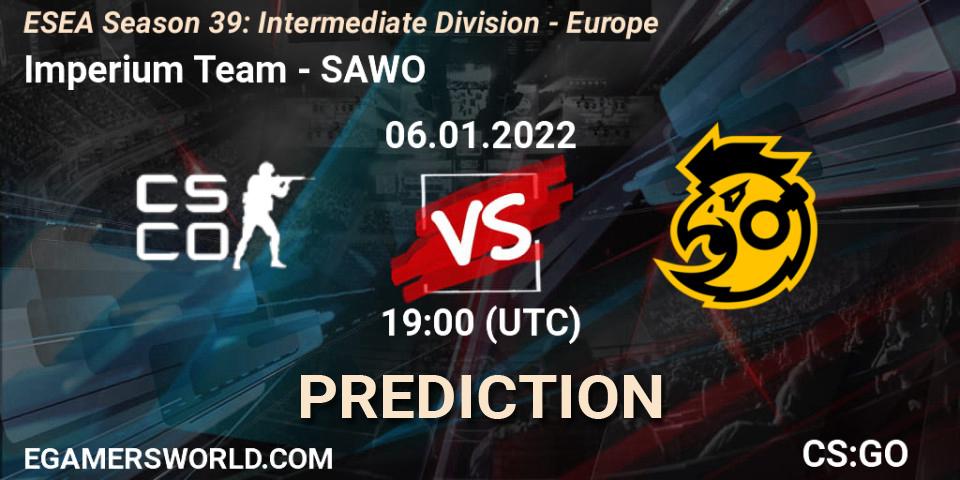 Prognose für das Spiel Imperium Team VS SAWO. 06.01.22. CS2 (CS:GO) - ESEA Season 39: Intermediate Division - Europe