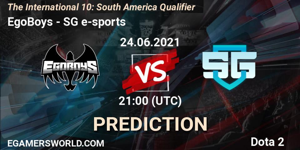 Prognose für das Spiel EgoBoys VS SG e-sports. 24.06.21. Dota 2 - The International 10: South America Qualifier