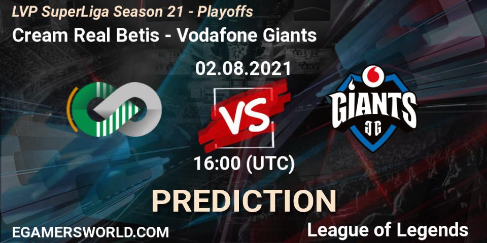 Prognose für das Spiel Cream Real Betis VS Vodafone Giants. 02.08.21. LoL - LVP SuperLiga Season 21 - Playoffs