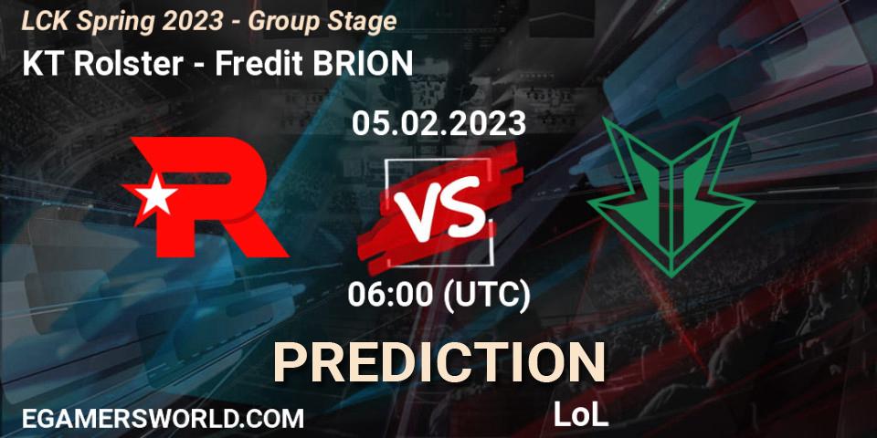 Prognose für das Spiel KT Rolster VS Fredit BRION. 05.02.23. LoL - LCK Spring 2023 - Group Stage