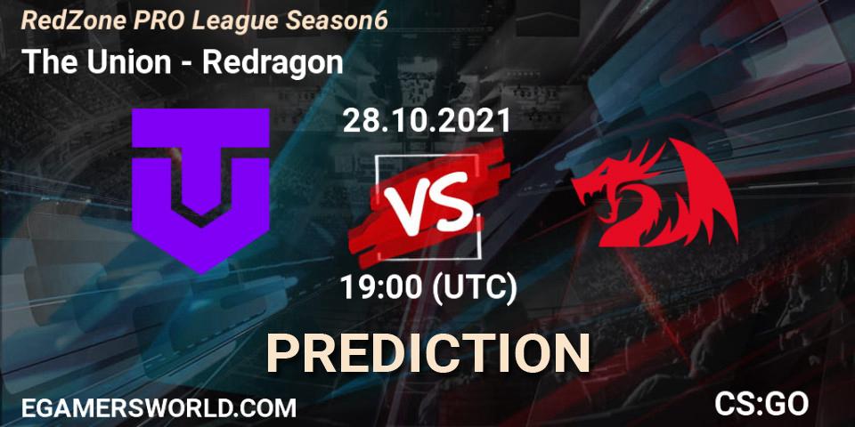 Prognose für das Spiel The Union VS Redragon. 28.10.2021 at 20:00. Counter-Strike (CS2) - RedZone PRO League Season 6