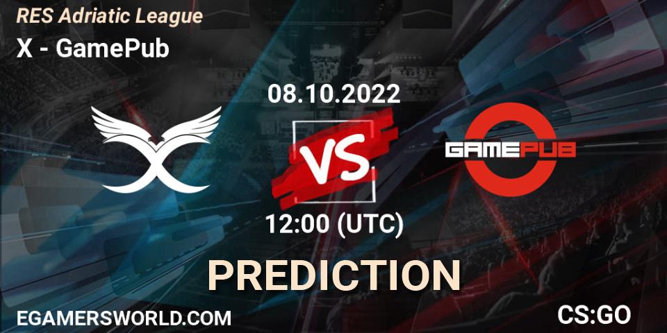 Prognose für das Spiel X VS GamePub. 08.10.22. CS2 (CS:GO) - RES Adriatic League