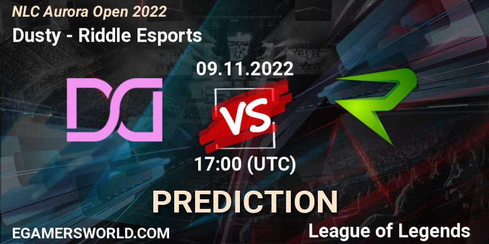 Prognose für das Spiel Dusty VS Riddle Esports. 09.11.2022 at 17:00. LoL - NLC Aurora Open 2022