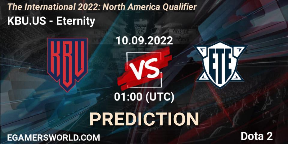 Prognose für das Spiel KBU.US VS Eternity. 09.09.2022 at 22:12. Dota 2 - The International 2022: North America Qualifier