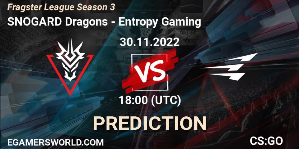 Prognose für das Spiel SNOGARD Dragons VS Entropy Gaming. 30.11.22. CS2 (CS:GO) - Fragster League Season 3