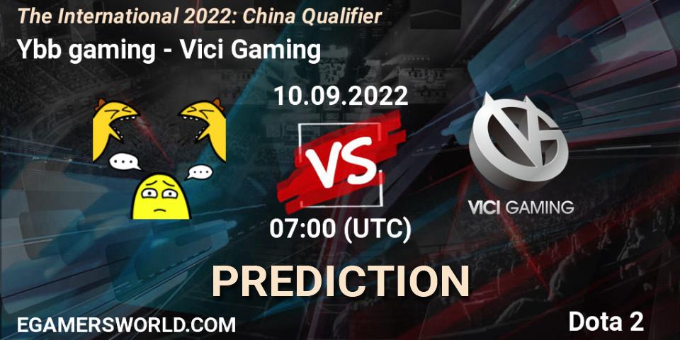 Prognose für das Spiel Ybb gaming VS Vici Gaming. 10.09.22. Dota 2 - The International 2022: China Qualifier