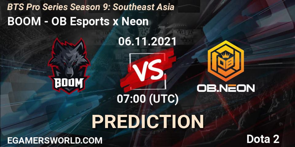 Prognose für das Spiel BOOM VS OB Esports x Neon. 30.10.21. Dota 2 - BTS Pro Series Season 9: Southeast Asia