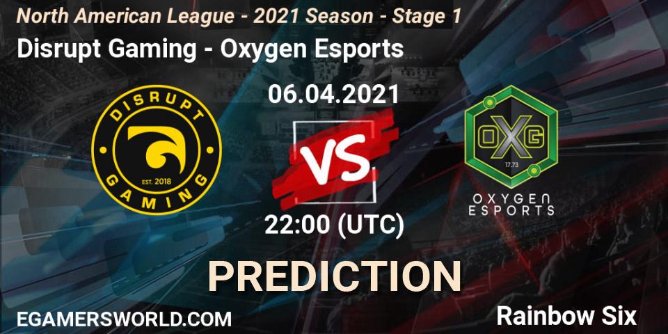 Prognose für das Spiel Disrupt Gaming VS Oxygen Esports. 06.04.2021 at 22:00. Rainbow Six - North American League - 2021 Season - Stage 1